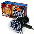 LAMPKI CHOINKOWE LED 100 SZTUK, WEWNĘTRZNE, Z DODATKOWYM GNIAZDEM, ŚWIATŁO BIAŁE,  ENERGOOSZCZĘDNE, W OPAKOWANIU KARTONOWYM.